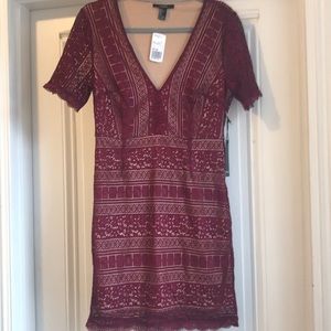 Forever 21 Maroon lace dress with cream underlay